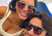 Jakelyne Oliveira e Mariano iniciam lua de mel em Noronha: ‘Quem vai acompanhar?’