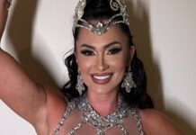 Vanessa Rangeli brilha em evento do Salgueiro e exalta carnaval carioca