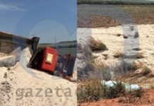 Trabalhador morre ao tombar caminhão de areia na MT-020