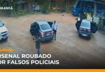 Veja Vídeo – Criminosos se passam por policiais federais e roubam 27 armas em Vinhedo (SP)