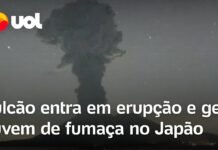 Veja Vídeo – Vulcão entra em erupção e provoca cancelamento de dezenas de voos no Japão