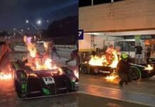 Veja Vídeo – Piloto sai de carro em chamas enquanto veículo era abastecido durante corrida no Paraná; veja