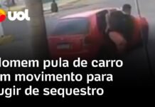 Veja Vídeo – Homem amarrado e amordaçado pula de carro em movimento para fugir de sequestro no Ceará