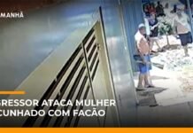 Veja Vídeo – Homem ataca esposa e cunhado com facão; agressor é preso em flagrante em SP