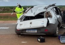 Uno capota e mata duas pessoas em rodovia federal de MT
