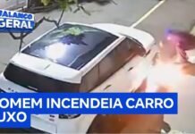 Veja Vídeo – Homem joga combustível e incendeia carro de luxo estacionado em rua de SP; veja