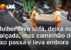 Veja Vídeo – Mulher lava sofá, deixa na calçada, mas caminhão do lixo passa e leva embora; veja