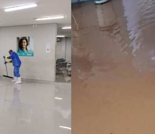 Vídeo – Temporal causa alagamento em UPA e hospital de Cuiabá
