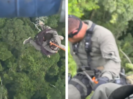 Policial usa técnica de rapel para resgatar homem isolado em mata fechada