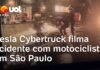 Veja Vídeo – Motociclista morre após colidir com Tesla Cybertruck em São Paulo; carro filmou acidente