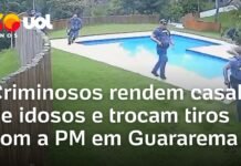 Veja Vídeo – Criminosos forçam casal a realizar transferência bancária e trocam tiros com a polícia em SP