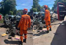 Batida violenta entre veículos deixa vítima em estado grave