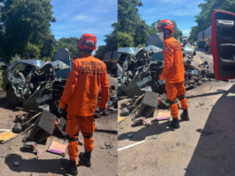 Batida violenta entre veículos deixa vítima em estado grave