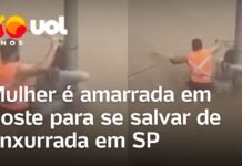 Veja Vídeo – Chuva em Sorocaba: Mulher é amarrada em poste para se salvar de enxurrada; veja