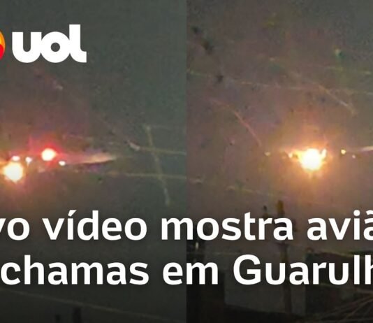 Veja Vídeo – Novo vídeo mostra turbina de avião em chamas em Guarulhos (SP); veja