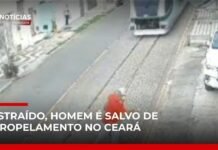 Veja Vídeo – Flagra: Homem corre e salva pedestre de atropelamento em linha de VLT ; veja