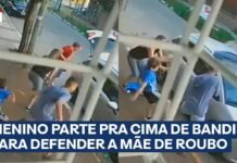 Veja Vídeo – Menino reage com coragem e enfrenta assaltante em defesa da mãe; veja