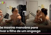 Veja Vídeo – Mãe mostra manobra para salvar o filho de um engasgo e viraliza; veja