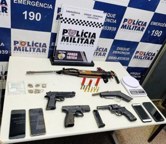 Quadrilha envolvida com roubo e tráfico é alvo da PM em fazenda de MT; suspeito é baleado