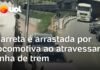 Veja Vídeo – Carreta é arrastada por locomotiva ao atravessar linha de trem em Minas Gerais; veja
