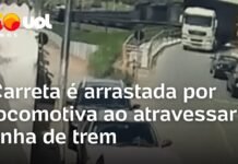 Veja Vídeo – Carreta é arrastada por locomotiva ao atravessar linha de trem em Minas Gerais; veja
