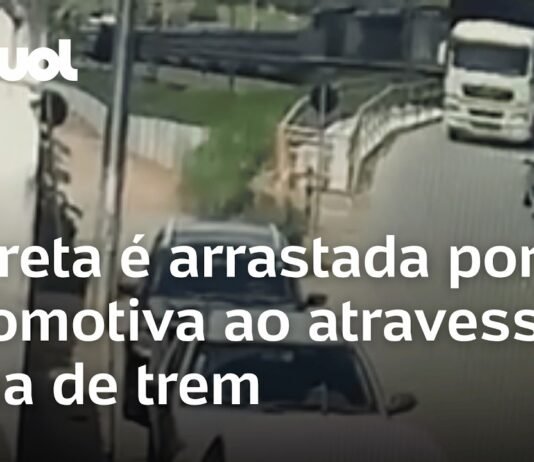 Veja Vídeo – Carreta é arrastada por locomotiva ao atravessar linha de trem em Minas Gerais; veja