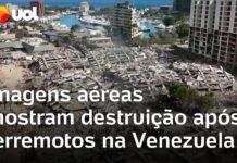 Veja Vídeo – Imagens aéreas mostram prédios destruídos e buscas por sobreviventes após terremotos na Venezuela