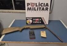 Suspeito de roubo é preso com espingarda e moto em Sinop