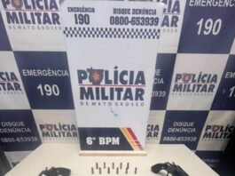 Dupla suspeita de homicídio é presa com armas e munições em Cáceres