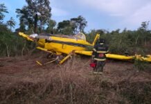 Avião agrícola cai em região de mata no interior do Estado