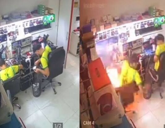 Veja Vídeo – Bateria de celular explode durante conserto em assistência técnica; veja