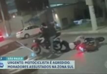 Veja Vídeo – Motociclista é derrubado e agredido durante assalto em São Paulo; veja