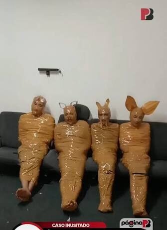 Veja Vídeo – Homem captura quatro suspeitos de furto e os fantasia de ‘Teletubbies’ como castigo; veja