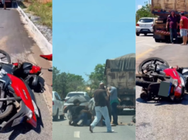 Motociclista morre ao bater na traseira de carreta em serra