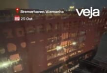 Veja Vídeo – Navio de cruzeiro colide com cargueiro em porto de Bremerhaven; assista ao vídeo